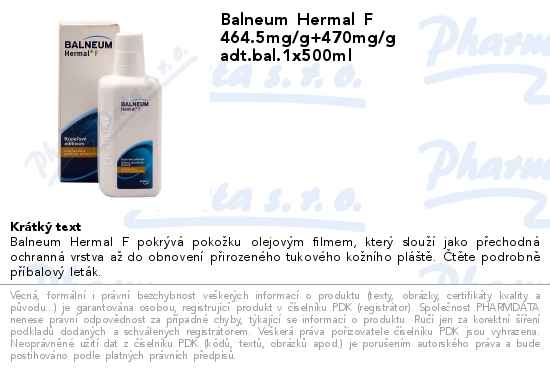 Balneum Hermal F 464.5mg/g+470mg/g adt.bal.1x500ml
