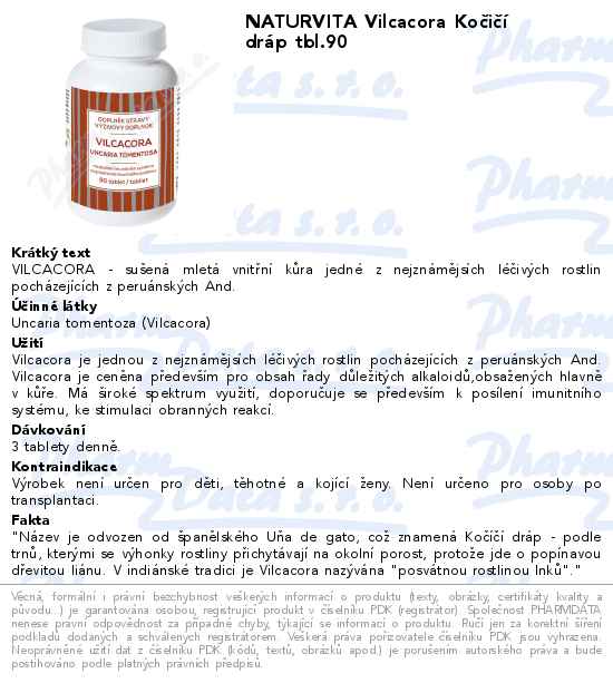 NATURVITA Vilcacora KoÄŤiÄŤĂ­ drĂˇp tbl.90