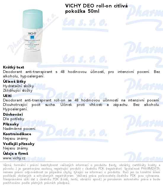 VICHY DEO roll-on citlivĂˇ pokoĹľka 50ml