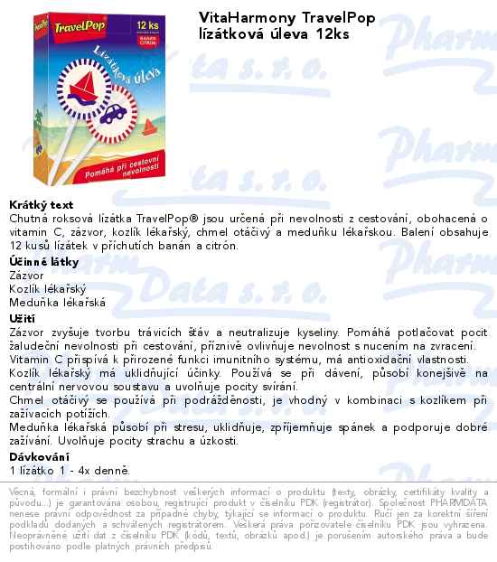 VitaHarmony TravelPop lĂ­zĂˇtkovĂˇ Ăşleva 12ks