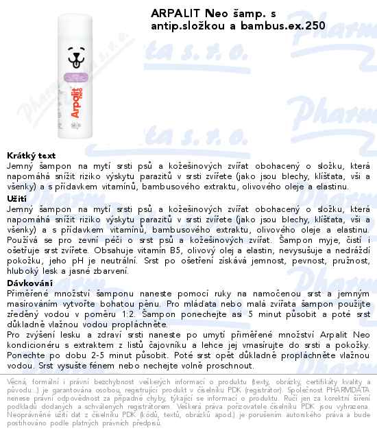 ARPALIT Neo Ĺˇamp. s antip.sloĹľkou a bambus.ex.250