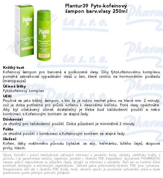 Plantur39 Fyto-kofeinovĂ˝ Ĺˇampon barv.vlasy 250ml