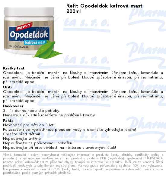 Refit Opodeldok kafrovĂˇ mast 200ml