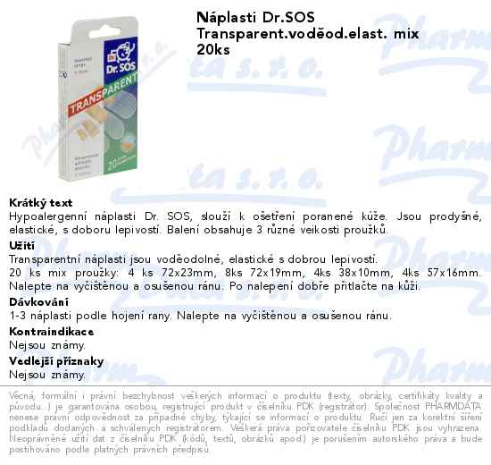 NĂˇplasti Dr.SOS Transparent.vodÄ›od.elast. mix 20ks