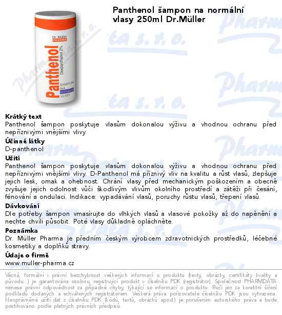 Panthenol Ĺˇampon na normĂˇlnĂ­ vlasy 250ml Dr.MĂĽller