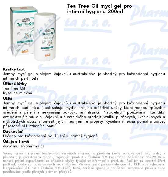 Tea Tree Oil mycĂ­ gel pro intimnĂ­ hygienu 200ml