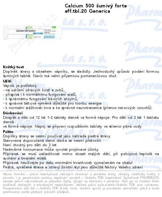 Calcium 500 ĹˇumivĂ˝ forte eff.tbl.20 Generica