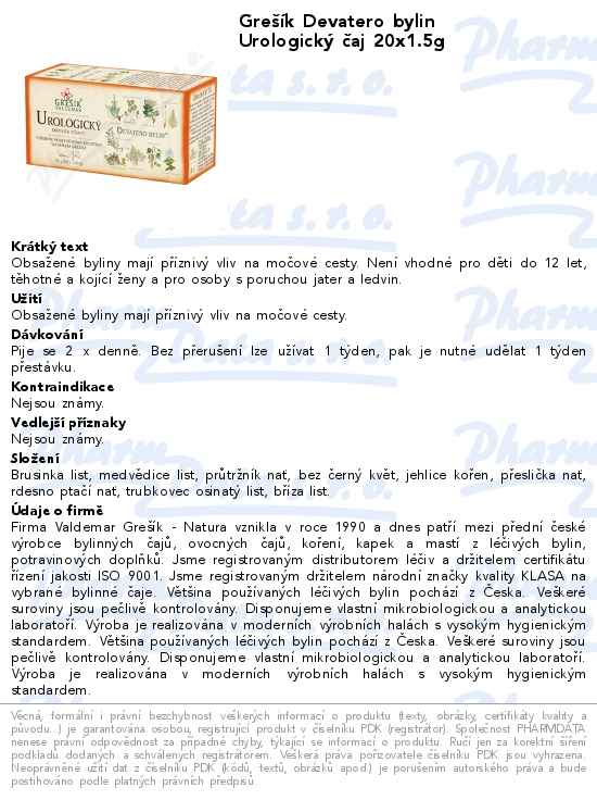 GreĹˇĂ­k Devatero bylin UrologickĂ˝ ÄŤaj 20x1.5g
