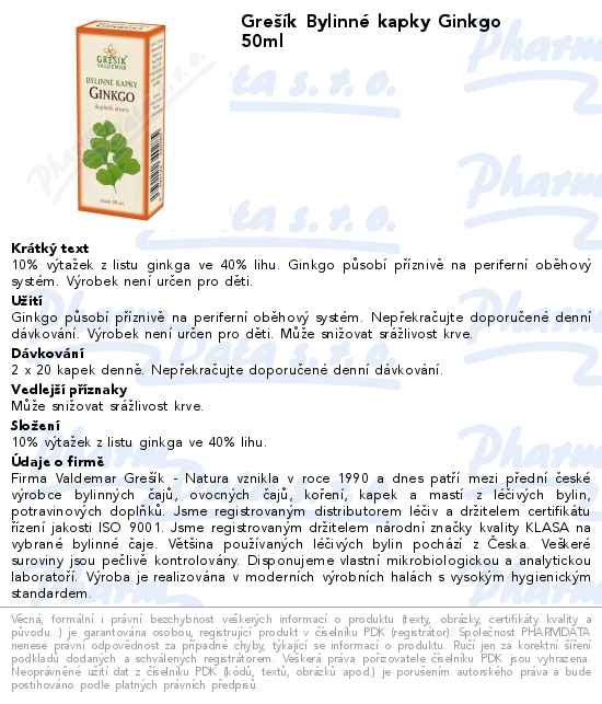 GreĹˇĂ­k BylinnĂ© kapky Ginkgo 50ml