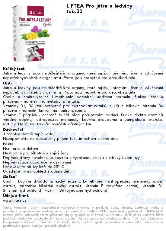 LIFTEA Pro jĂˇtra a ledviny tob.30