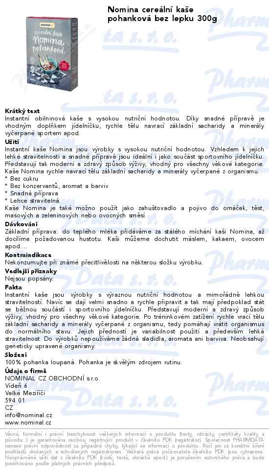 Nomina cereĂˇlnĂ­ kaĹˇe pohankovĂˇ bez lepku 300g