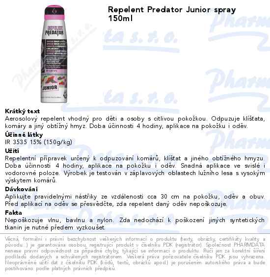 Repelent Predator Junior spray 150ml