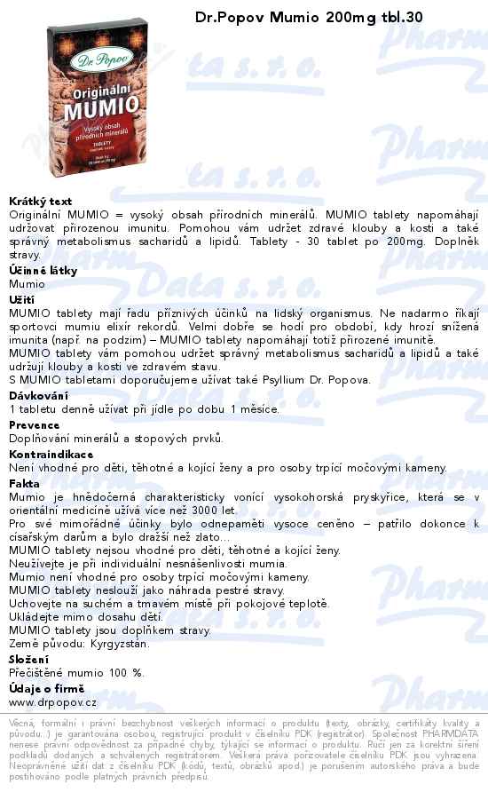 Dr.Popov Mumio 200mg tbl.30