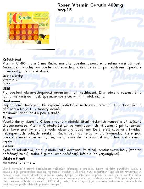 Rosen VitamĂ­n C+rutin 400mg drg.15