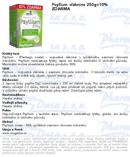 Psyllium vlĂˇknina 250g+10% ZDARMA
