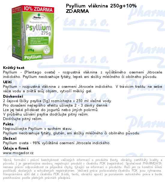 Psyllium vlĂˇknina 250g+10% ZDARMA