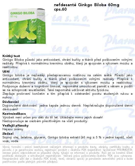nefdesantĂ© Ginkgo Biloba 60mg cps.60