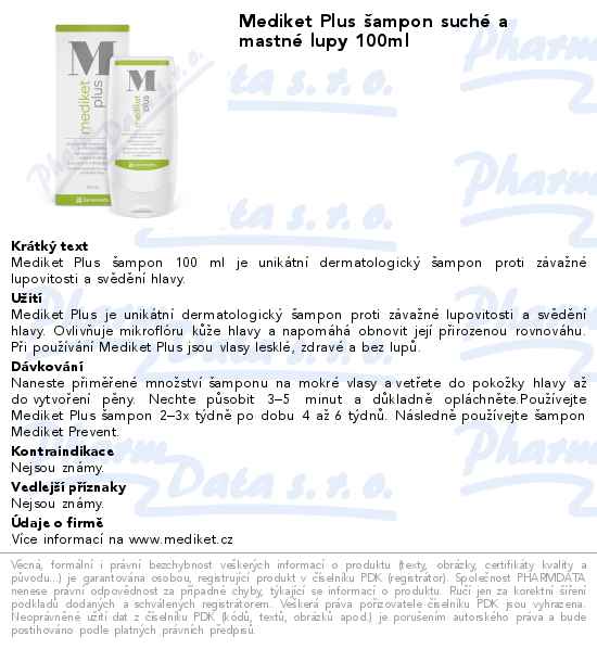 Mediket Plus Ĺˇampon suchĂ© a mastnĂ© lupy 100ml