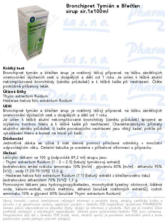 Bronchipret TymiĂˇn a BĹ™eÄŤĹĄan sirup sir.1x100ml