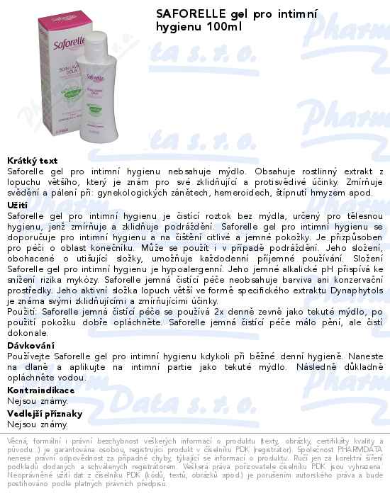 SAFORELLE gel pro intimnĂ­ hygienu 100ml