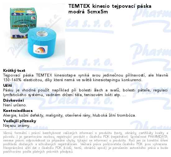 TEMTEX kinesio tejpovacĂ­ pĂˇska modrĂˇ 5cmx5m