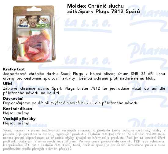 Moldex ChrĂˇniÄŤ sluchu zĂˇtk.Spark Plugs 7812 5pĂˇrĹŻ