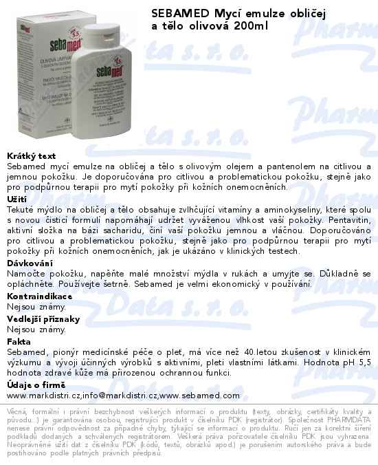 SEBAMED MycĂ­ emulze obliÄŤej a tÄ›lo olivovĂˇ 200ml