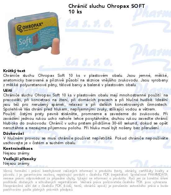 ChrĂˇniÄŤ sluchu Ohropax SOFT 10 ks