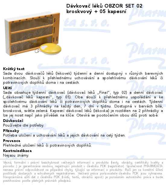 DĂˇvkovaÄŤ lĂ©kĹŻ OBZOR SET 02 broskvovĂ˝ + 05 kapesnĂ­