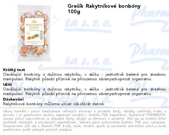 GreĹˇĂ­k RakytnĂ­kovĂ© bonbĂłny 100g