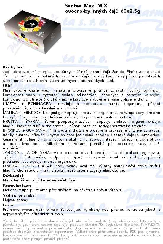 SantĂ©e Maxi MIX ovocno-bylinnĂ˝ch ÄŤajĹŻ 60x2.5g