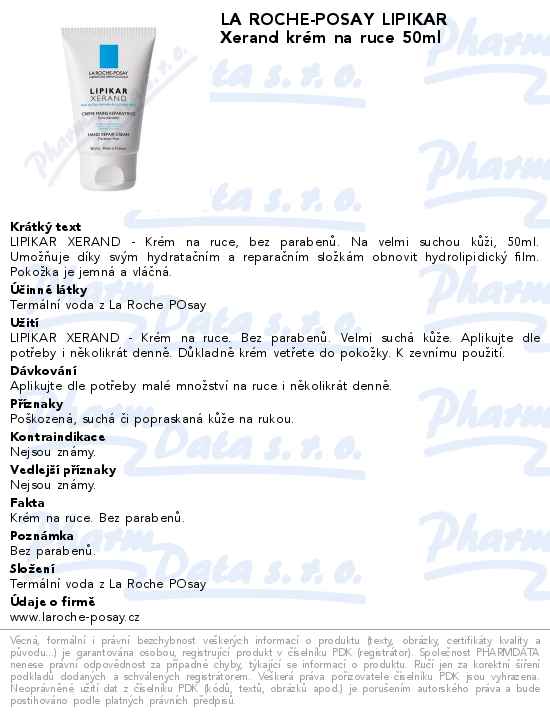 LA ROCHE-POSAY LIPIKAR Xerand krĂ©m na ruce 50ml