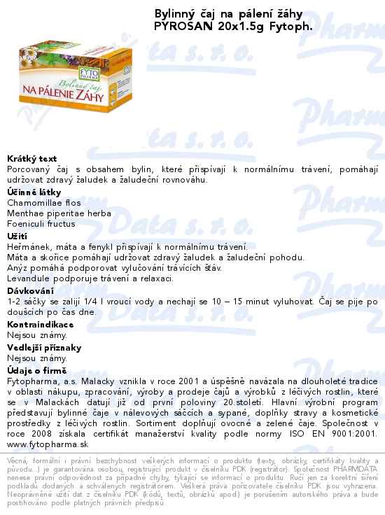 BylinnĂ˝ ÄŤaj na pĂˇlenĂ­ ĹľĂˇhy PYROSAN 20x1.5g Fytoph.