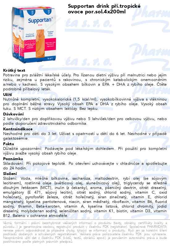 Supportan drink pĹ™Ă­.tropickĂ© ovoce por.sol.4x200ml