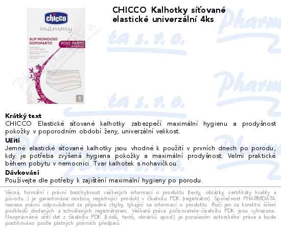 CHICCO Kalhotky sĂ­ĹĄovanĂ© elastickĂ© univerzĂˇlnĂ­ 4ks