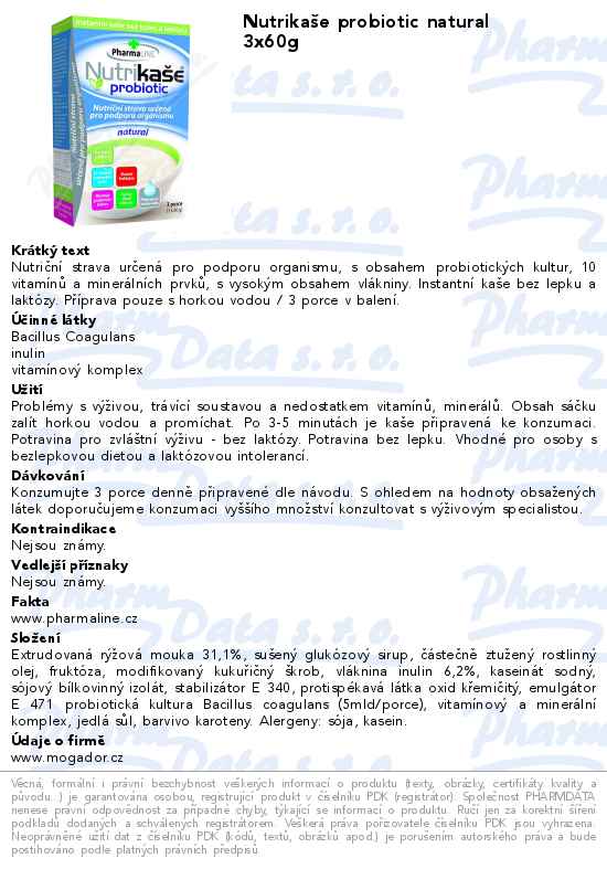 NutrikaĹˇe probiotic natural 3x60g