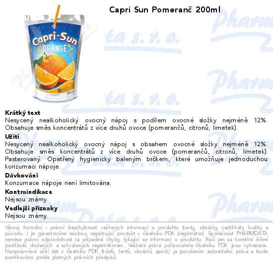 Capri Sun PomeranÄŤ 200ml