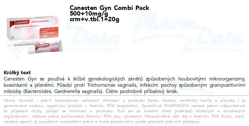 Canesten Gyn Combi Pack 500mg+10mg/g+vag.tbl.1+20g