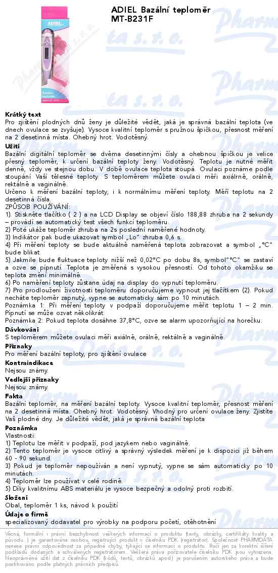 ADIEL BazĂˇlnĂ­ teplomÄ›r MT-B231F