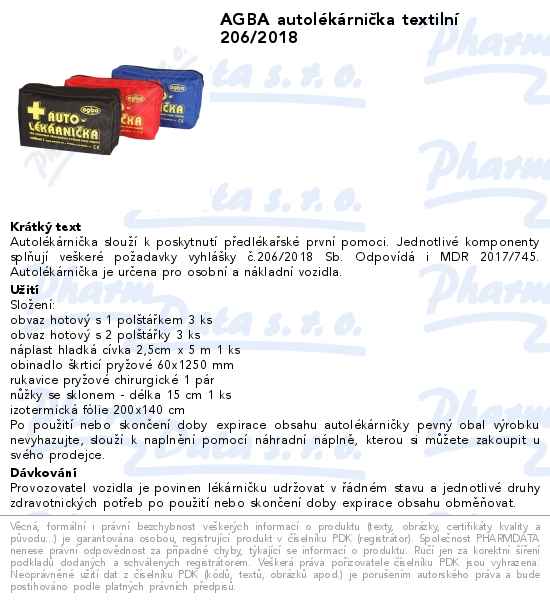 AGBA autolĂ©kĂˇrniÄŤka textilnĂ­ 206/2018