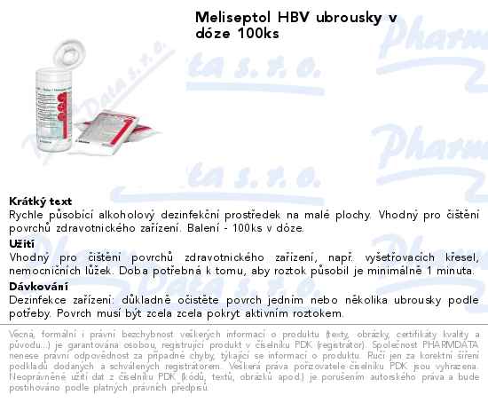 Meliseptol HBV ubrousky v dĂłze 100ks