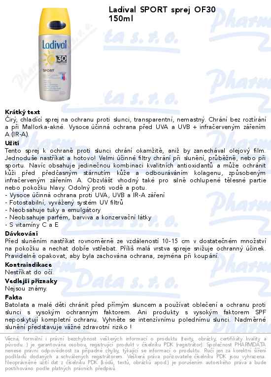 Ladival SPORT sprej OF30 150ml