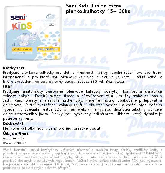 Seni Kids Junior Extra plenko.kalhotky 15+ 30ks