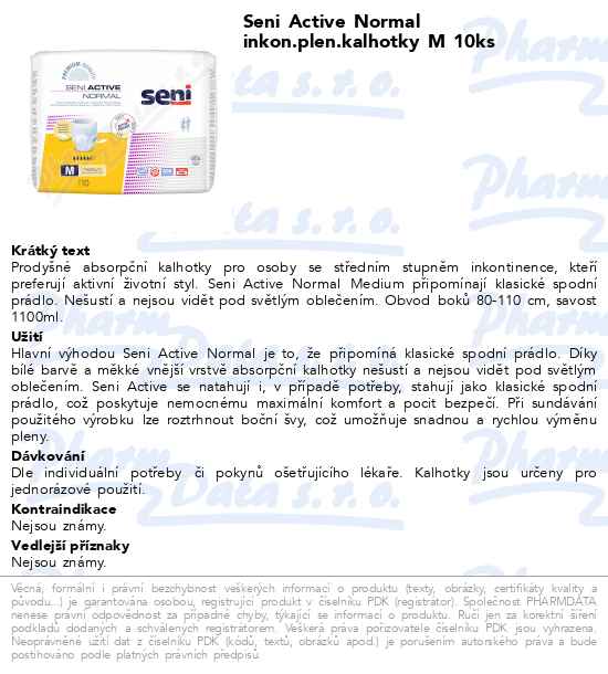 Seni Active Normal inkon.plen.kalhotky M 10ks