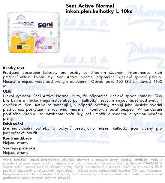 Seni Active Normal inkon.plen.kalhotky L 10ks