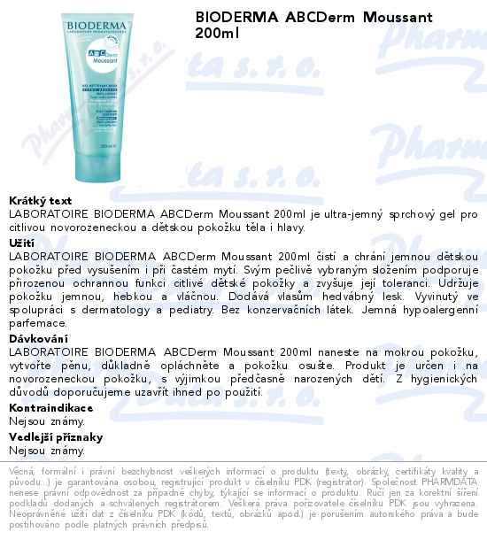 BIODERMA ABCDerm Gel moussant 200ml