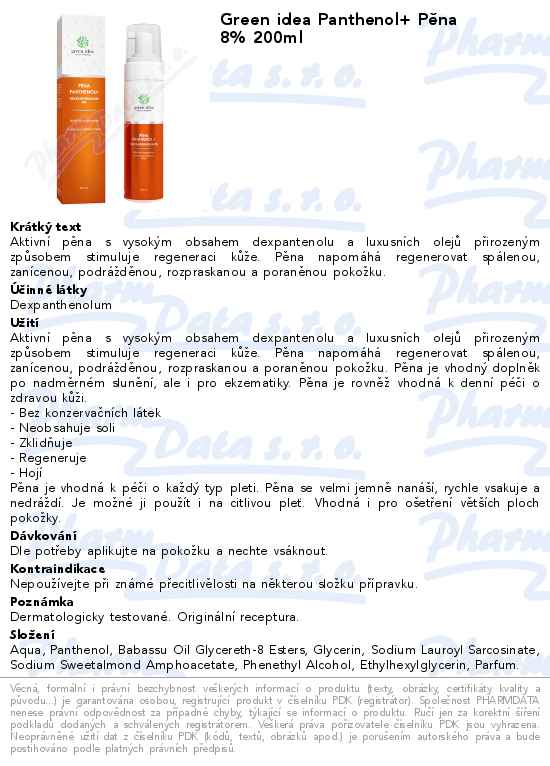 Green idea Panthenol+ PÄ›na 8% 200ml