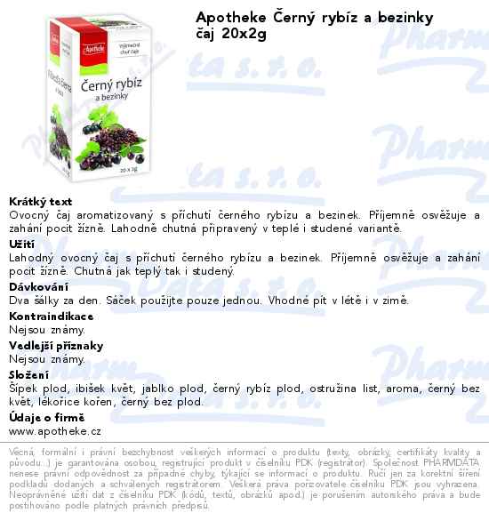 Apotheke ÄŚernĂ˝ rybĂ­z a bezinky ÄŤaj 20x2g