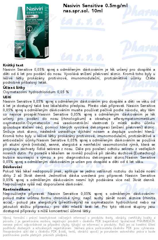 Nasivin Sensitive 0.5mg/ml nas.spr.sol. 10ml