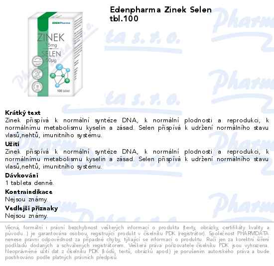 Edenpharma Zinek Selen tbl.100